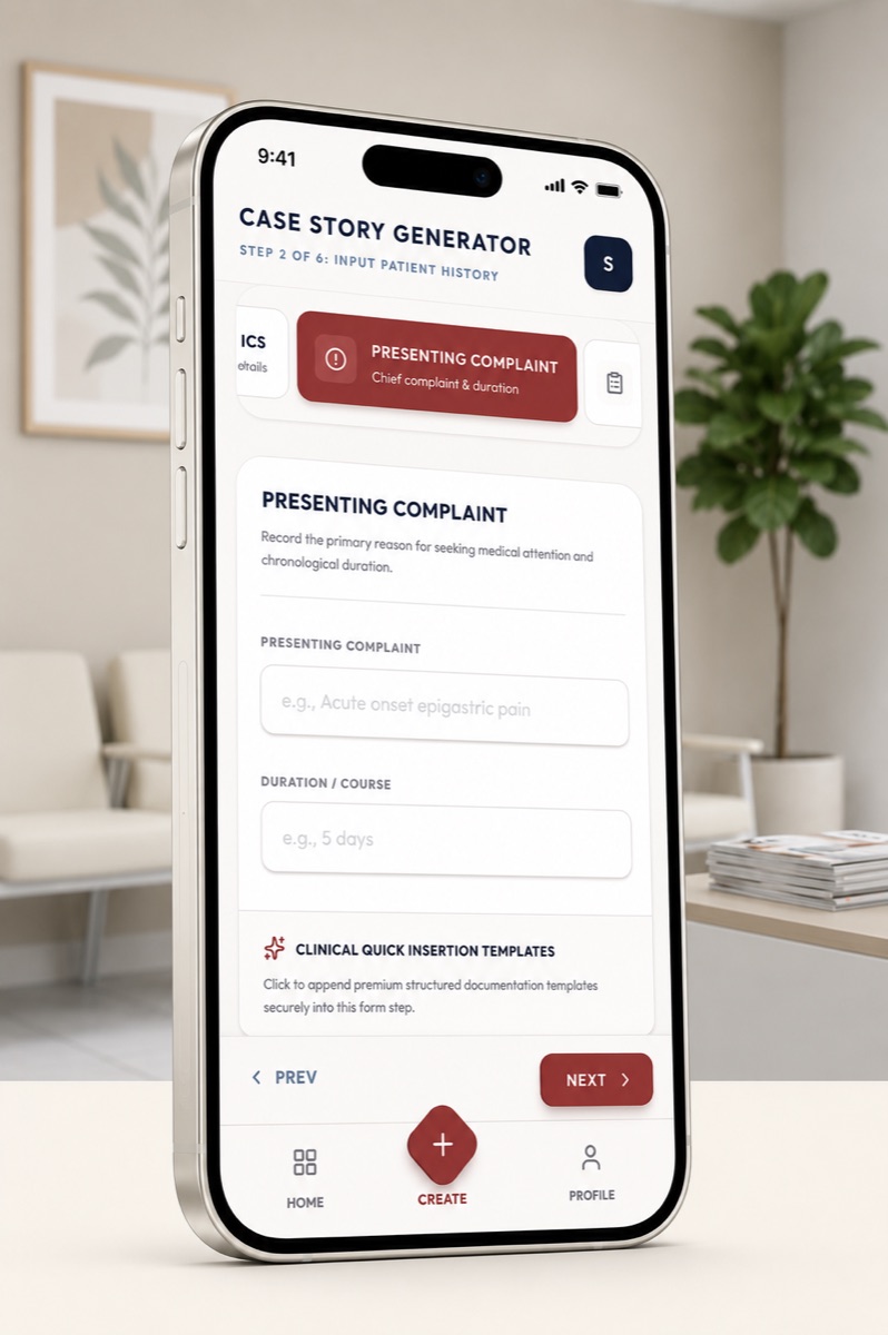 Malae Tech app — structured presenting complaint form