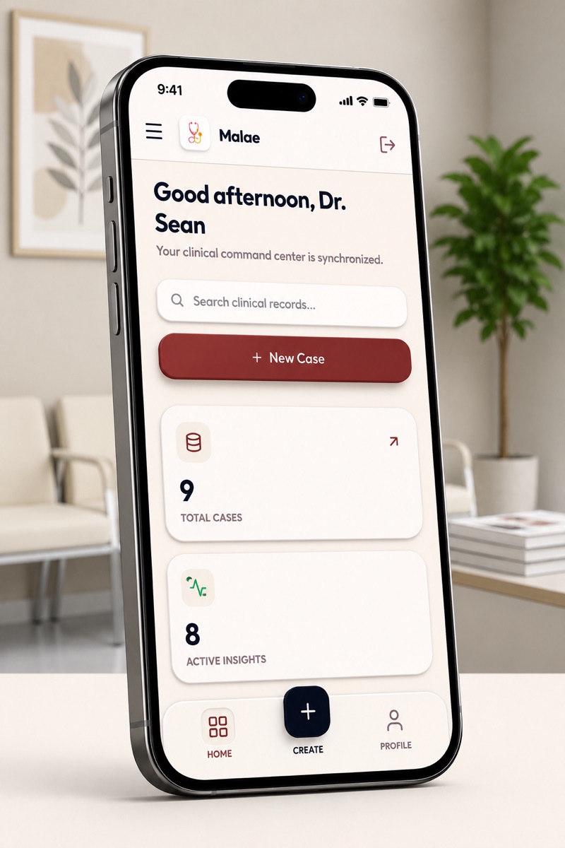 Malae Tech app — clinical command center dashboard